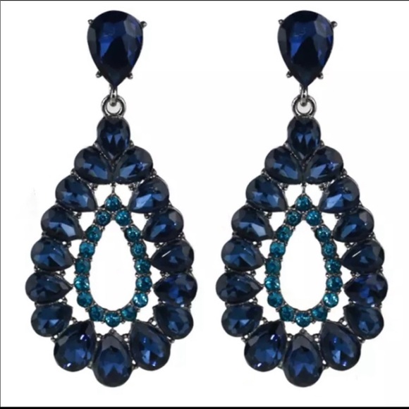 Jewelry Blue Sapphire Dangle Rhinestone Fashion Earrings 1 Poshmark